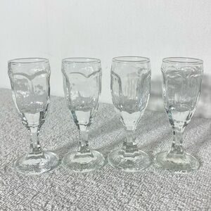 Vintage Clear Glass Footed Shot Glass Set x4